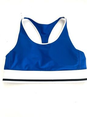DSG Blue Racerback Sports Bra with White and Black Band M